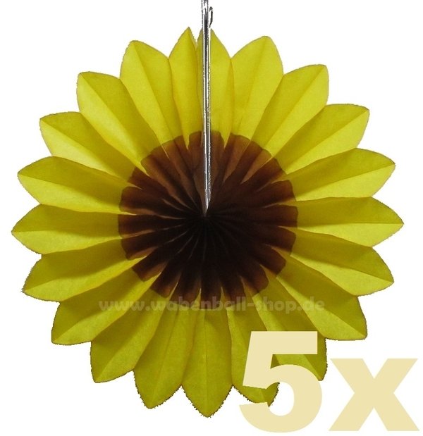 5 x Partyrosette 15 cm - Sonnenblume