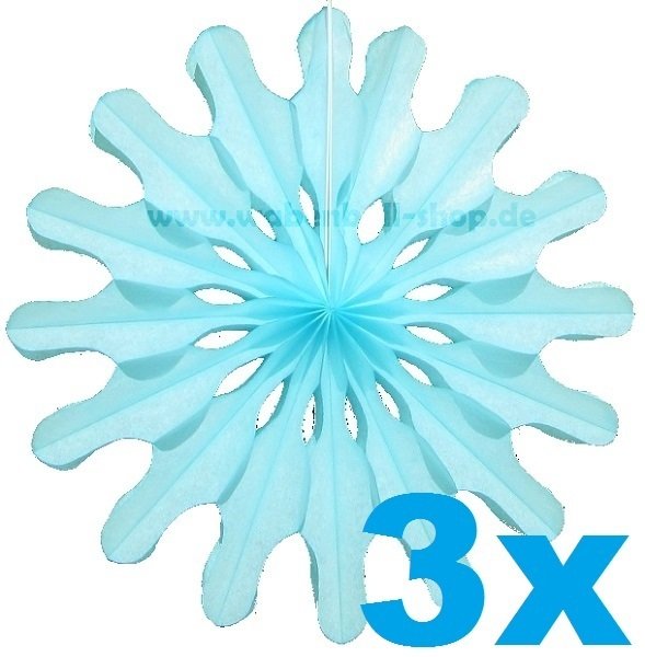 3 x Papierrosette EMMA - Eisblau